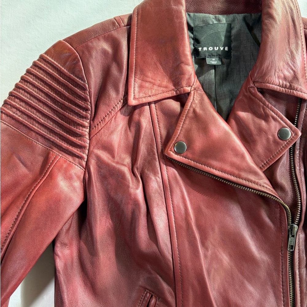 Trouvé Soft Red Leather Moto Jacket size M